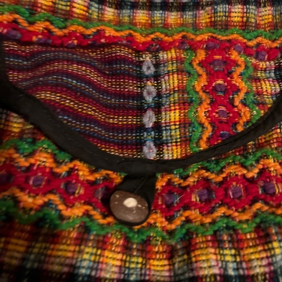 Mexican Shoulder Bag Tote Multi Color Yarn Stitched Blanket Boho Hippie - Picture 2 of 9